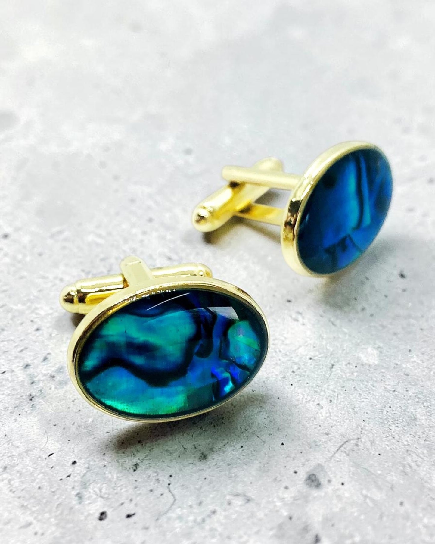 Paua Cufflinks Gold Plated Oval