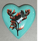 Native Bird with Flax flowers Ceramic Hearts