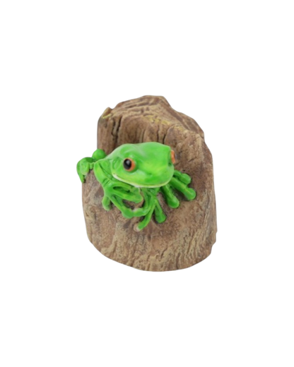 Green Tree Frog in Log - set of 2