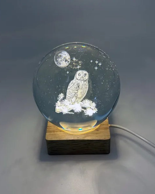 Owl Crystal Ball with Light