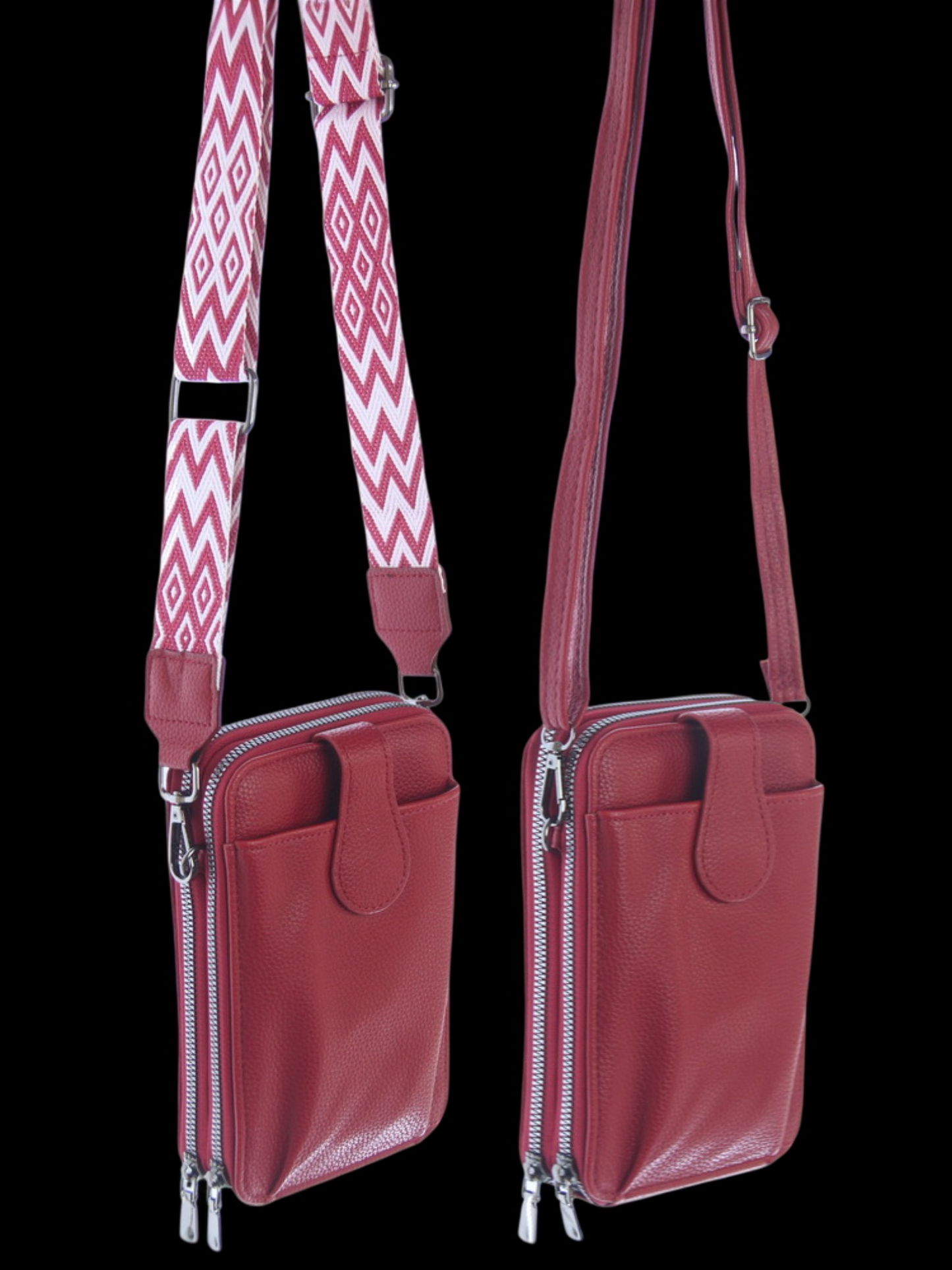 Wallet bag with 2 straps - BURGUNDY