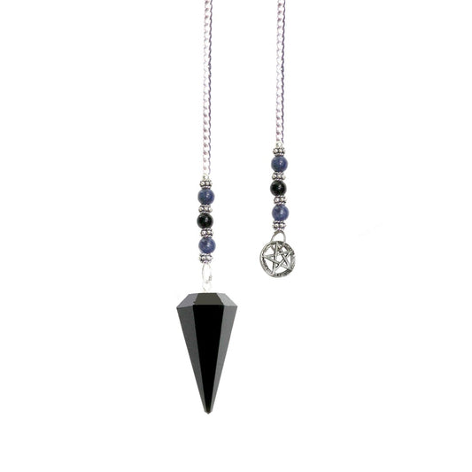 Pendulum Hexagonal Obsidian with Pentacle NEW!