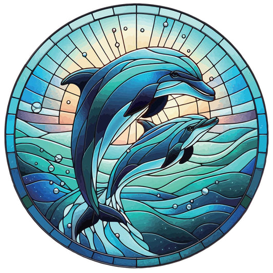 Dolphins Stained Glass Hanger