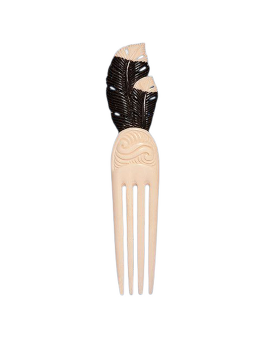 Bone Large Black Huia Feather Heru