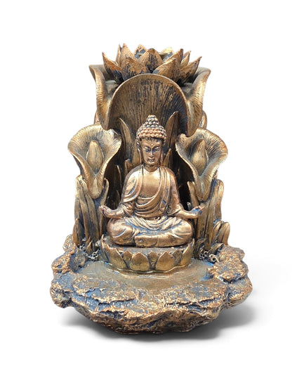 Gold Buddha with lotus pond Backflow