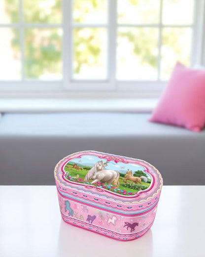 Oval Unicorn Music Box
