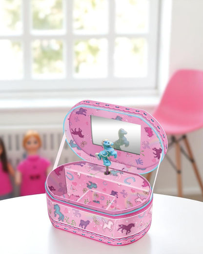 Oval Unicorn Music Box