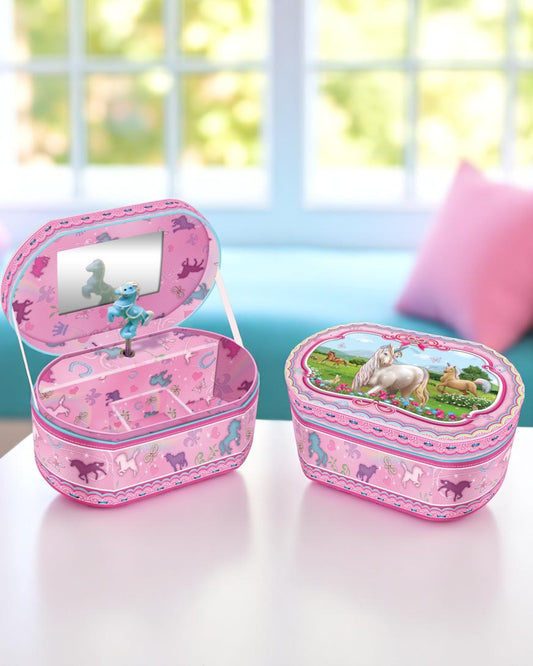 Oval Unicorn Music Box