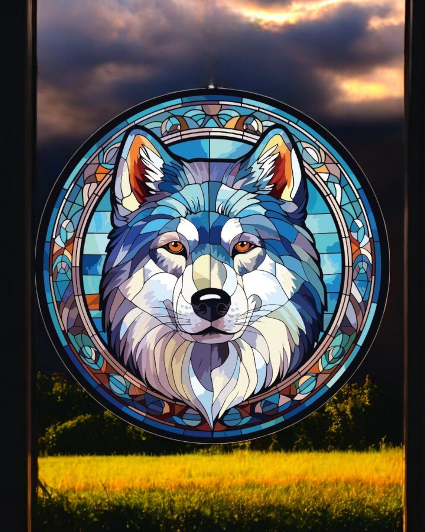 Wolf Stained Glass Hanger