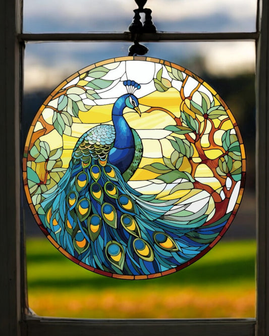 Peacock Stained Glass Hanger