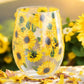 Sunflower Print Stemless Glass NEW!