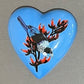 Native Bird with Flax flowers Ceramic Hearts