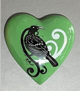 Native Bird with Koru Ceramic Hearts