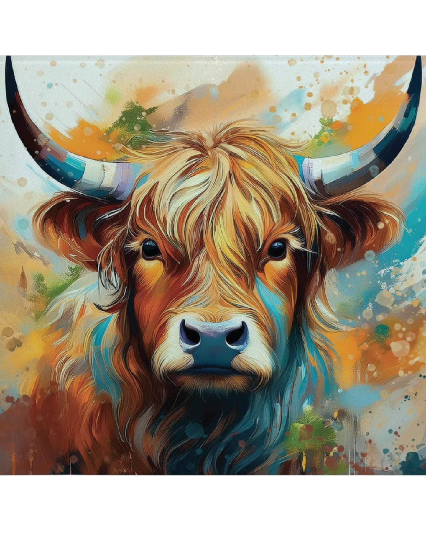 Highland Cow Glass Cutting Board