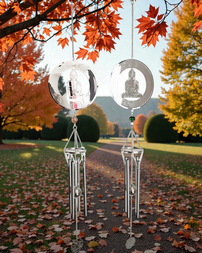 Silver Meditating Buddha wind chime