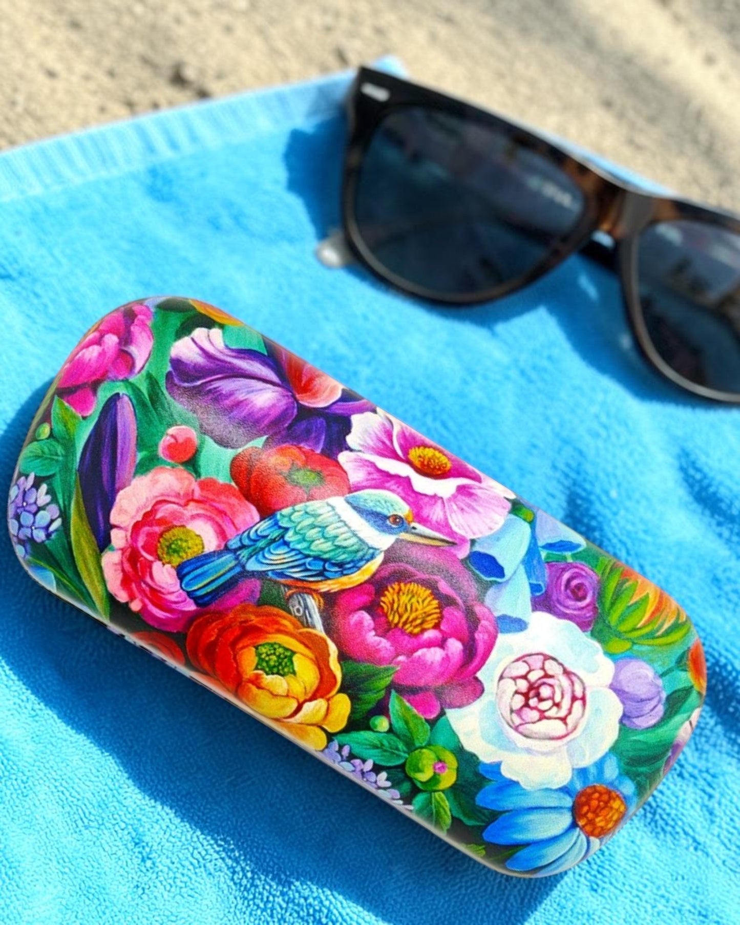 Kingfisher Birds on flowers Sunglasses Case