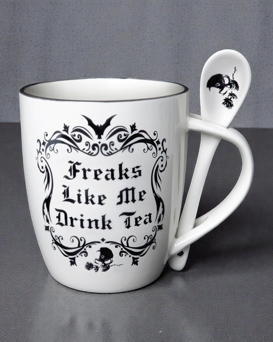 Freaks Like Me Drink Tea - Mug & Spoon
