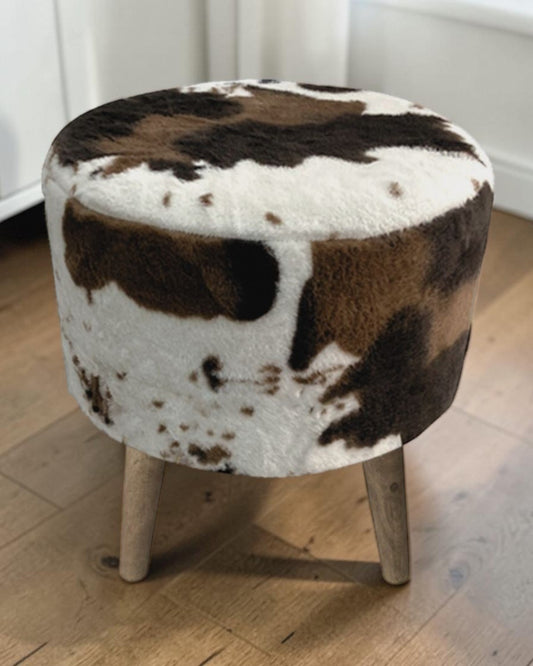 Stool Brown Cow Hide 38cm