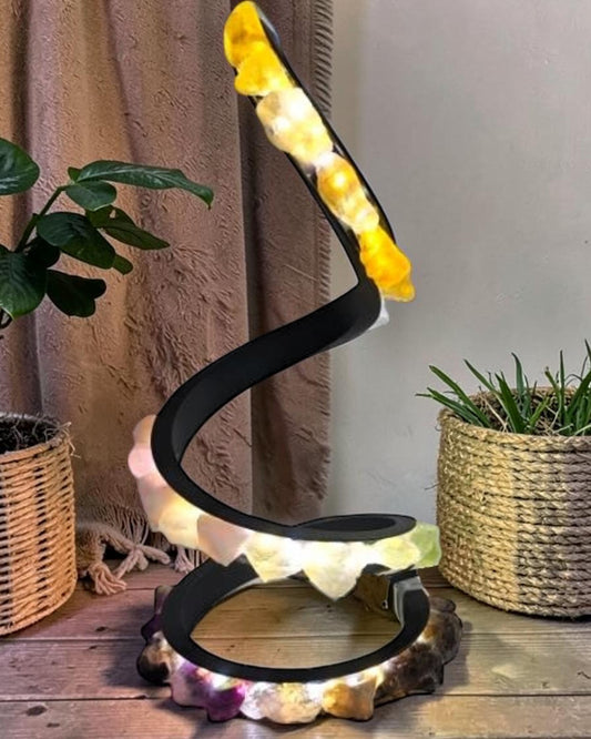 Crystal LED Lamp Rose Quartz Fluorite and Citrine