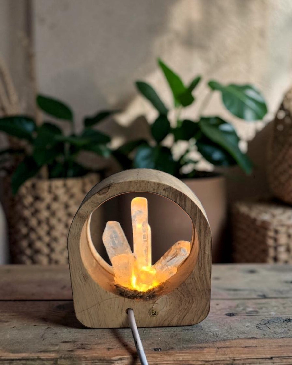 Clear Quartz Crystal LED Lamp