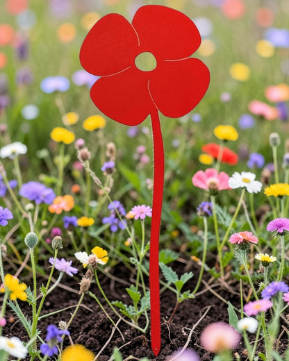 Poppy Red Steel Garden Art