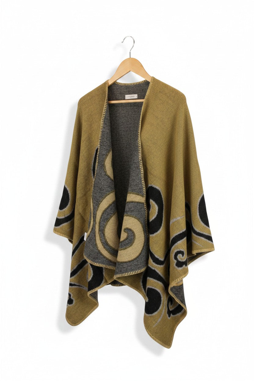 Cape with curls design Mustard