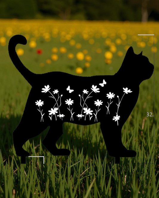Black Metal Cat Standing Garden spike