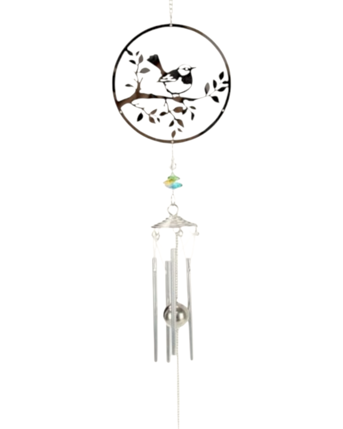 Silver Wren Chime with Crystal