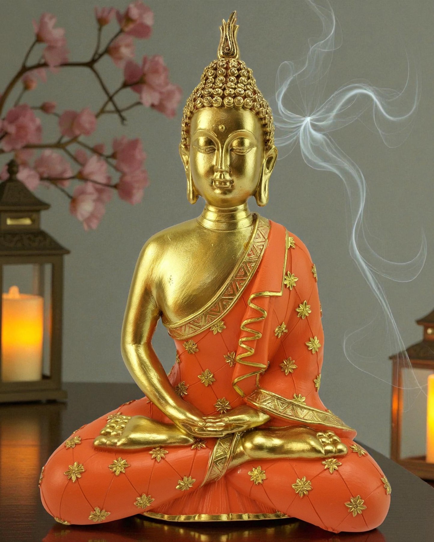 Buddha Figurine Gold and Saffron
