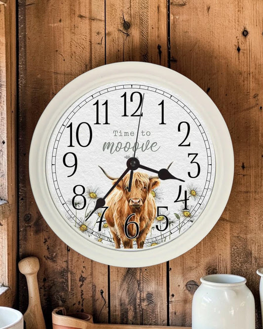 Clock with Highland Cow