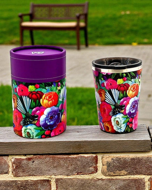 NZ Double Walled S/S Tumbler - Fantail & Flowers
