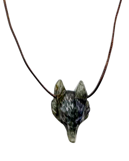 Wolf Head Pendant Labradorite