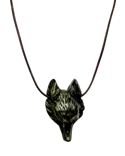 Wolf Head Pendant Dragons Blood Jasper