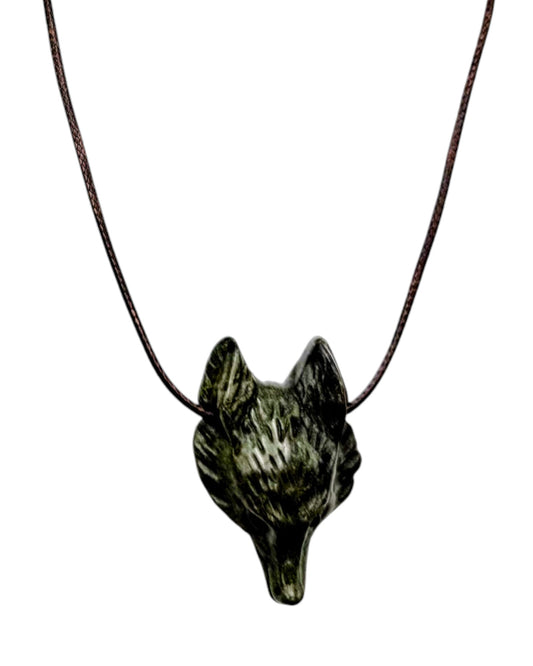 Wolf Head Pendant Dragons Blood Jasper
