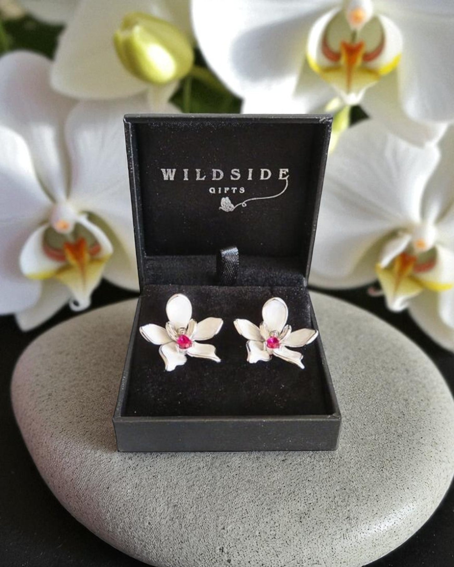 White Orchid Earrings