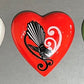 Native Bird with Koru Ceramic Hearts