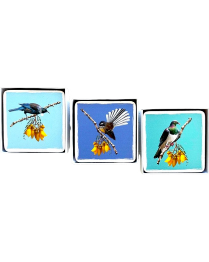 Cork Coasters Native Birds/Kowhai