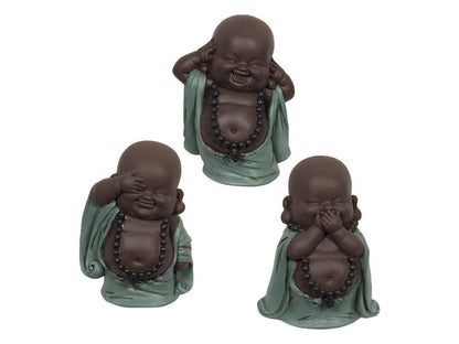 Turquoise Hear/Speak/See Buddha