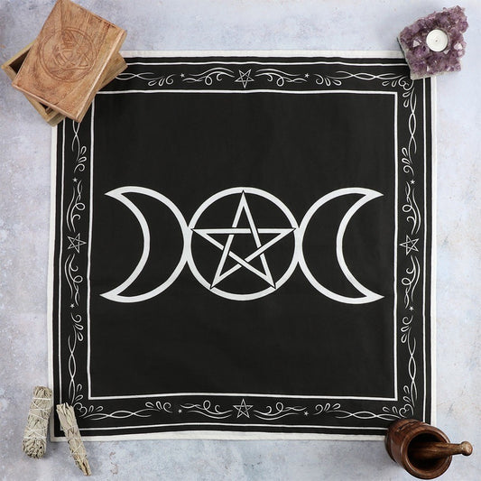 Divination Cloth - Triple Moon Altar Cloth with White Border