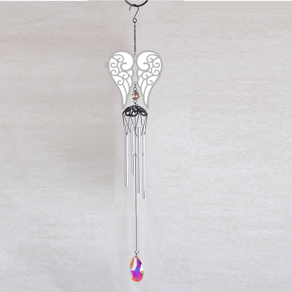 Double Angel Wings Wind Chime 25" NEW! Enjoy the relaxing sounds of wind chimes as a gentle breeze passes through this beautiful resin wind chime. This makes a sweet-sounding addition to any yard or garden.