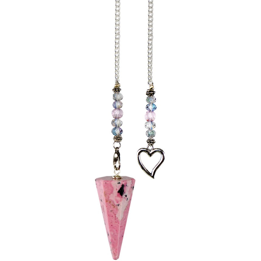 Pendulum Faceted Rhodonite Heart NEW!