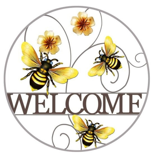 Metal Bee Circle Welcome