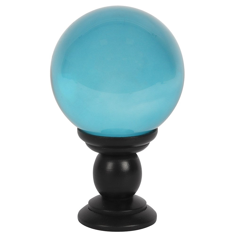 Teal Large Crystal Ball on Wooden Stand