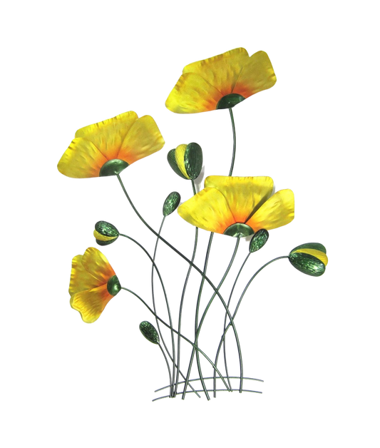 Poppies - Yellow Welsh Poppies - Metal Wall Hanging