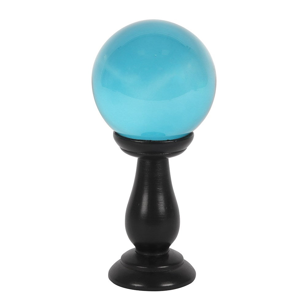 Teal Small Crystal Ball on Wooden Stand