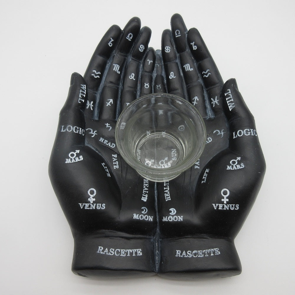 Black Palm Reading hand with Tealight Holder