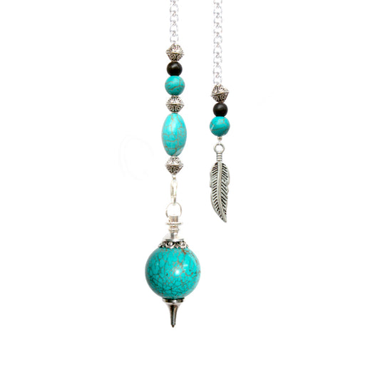 Pendulum Turquoise Ball with Feather NEW!