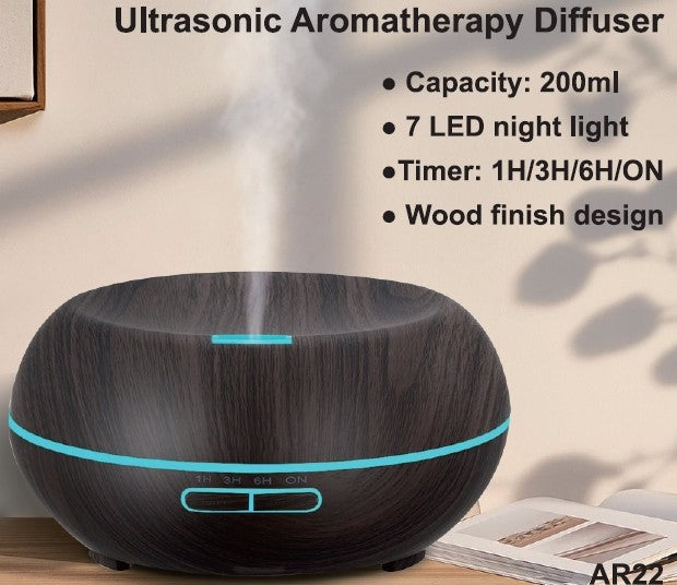 Aroma Diffuser Round Design Dark Wood