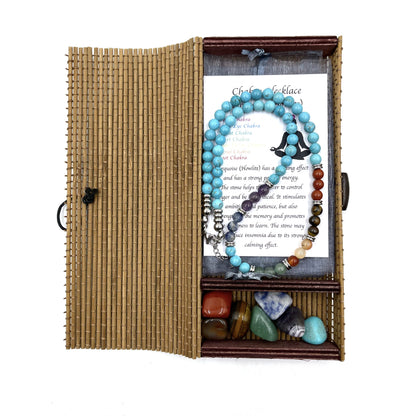 Turquoise ( Blue Howlite ) Chakra Necklace with Tumbled Stones
