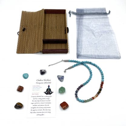 Turquoise ( Blue Howlite ) Chakra Necklace with Tumbled Stones